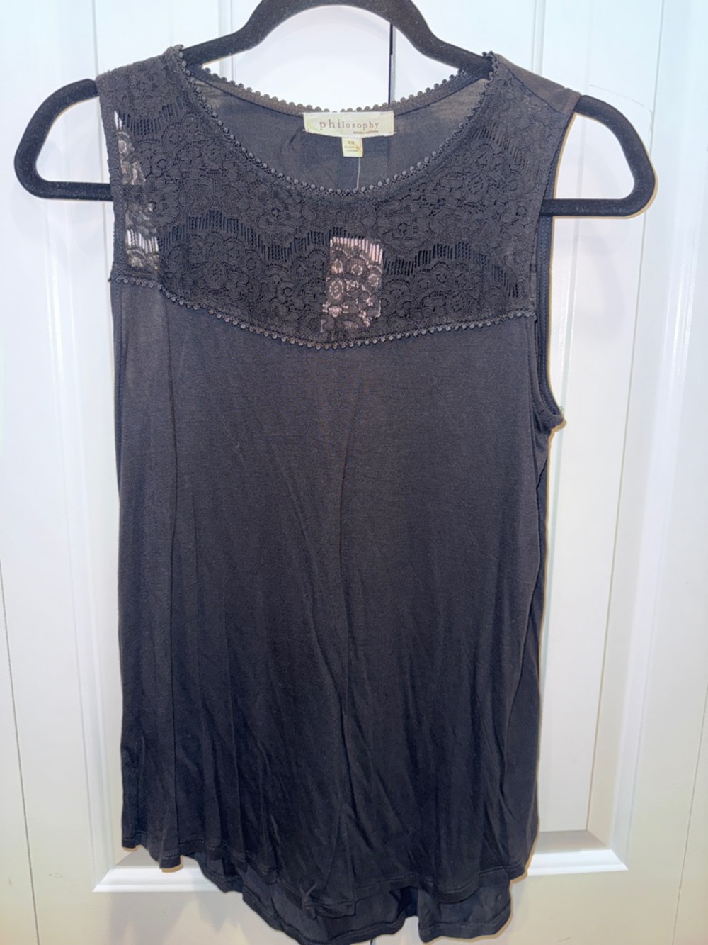 Philosophy‎ Black Lace Yoke Sleeveless Tank